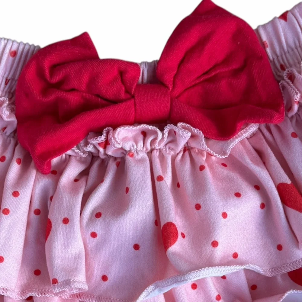 Pink Heart Ruffle Bloomers bottoms Baby Infant size 3/6 months